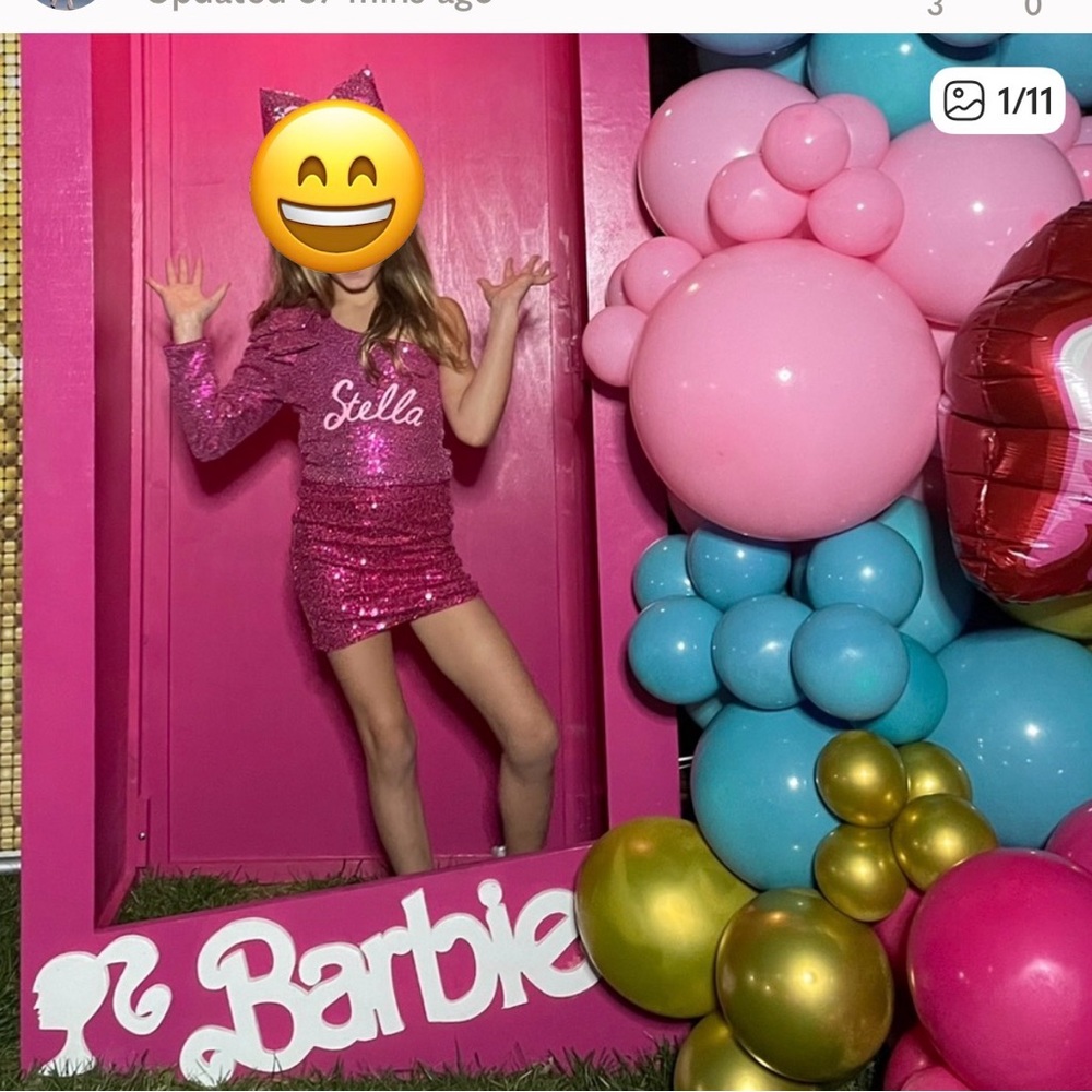 Barbie hot pink sequin disco party outfit personalized “Stella” size 7